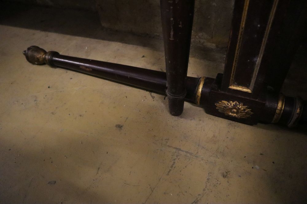 A Regency style gilt mahogany and pine bedstead, width 110cm